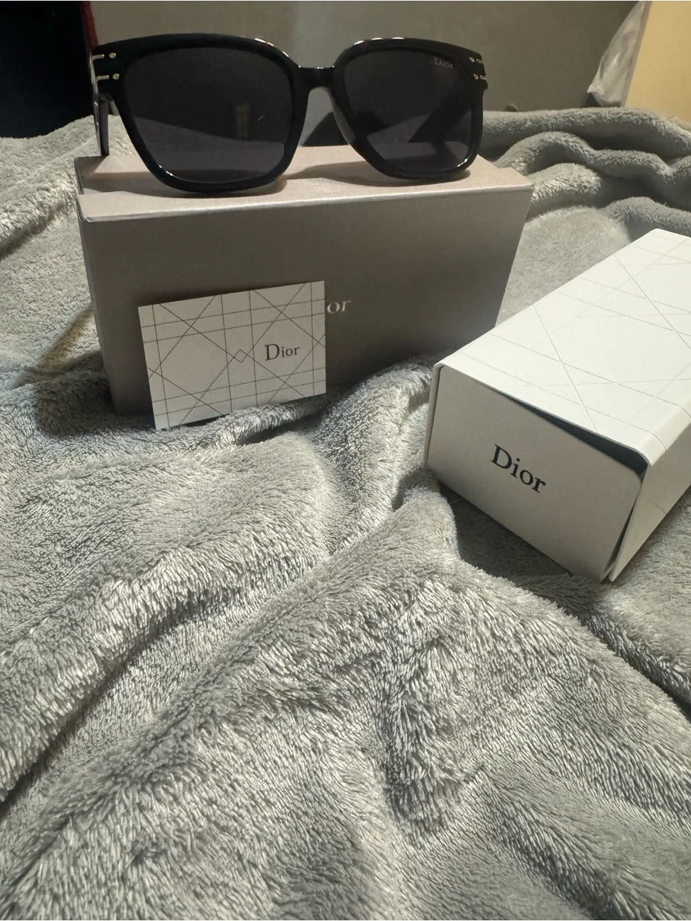 Dior Glossy Black Square Sunglasses with Dark Lenses